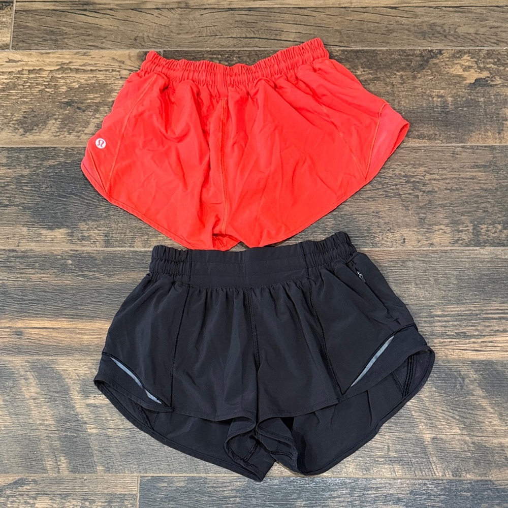 Lululemon athletica Women's Red and Black Athletic Shorts